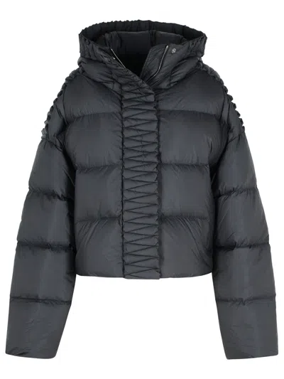 Raxxy Black Polyester Hooded Down Jacket In Blue