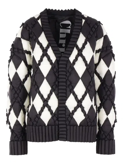Raxxy Checked-pattern Down Jacket In Black