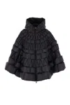 Raxxy Hooded Cape In Black Polyamide In Black