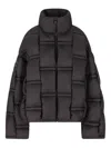 Raxxy Quilted Black Puffer Coat With High Collar In Black