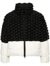 Raxxy Quilted Goose Down Coat With Textured Detailing In Black