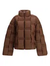Raxxy Dark Brown Down Jacket With Woven Padded Design  In Brown