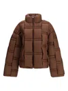 Raxxy Dark Brown Down Jacket With Woven Padded Design  In Brown