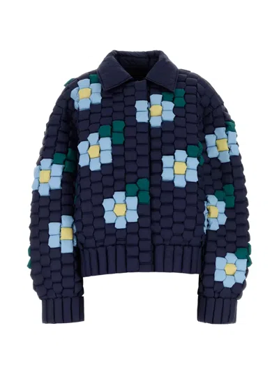 Raxxy Floral Jacket In Blue