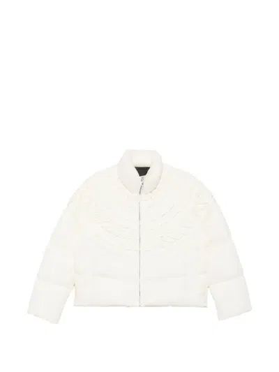 Raxxy Geometric-quilted Padded Jacket In White
