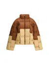 Raxxy Zip-up Bicolor Down Jacket In Brown