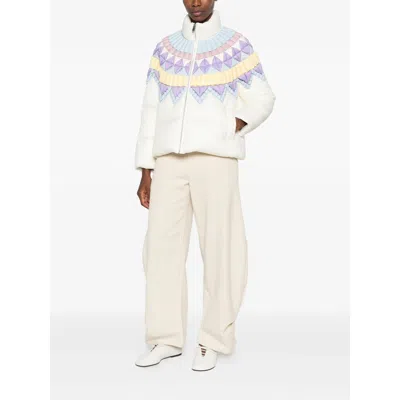 Raxxy Geometric-quilted Padded Jacket In White