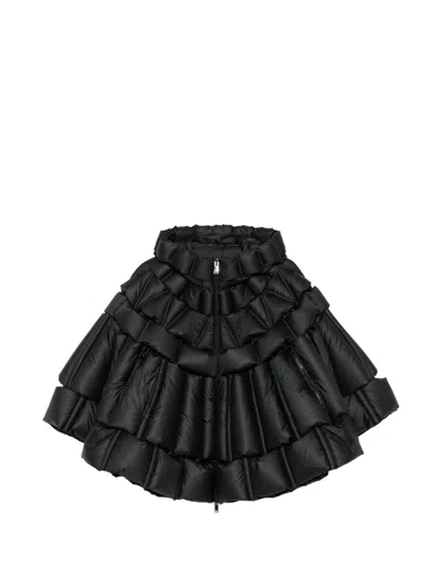 Raxxy Nylon Puffer Cape In Black
