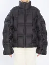 Raxxy Quilted Black Puffer Coat With High Collar In Black