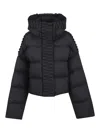 Raxxy Horizontal Padded Cropped Down Jacket With Hood In Multi