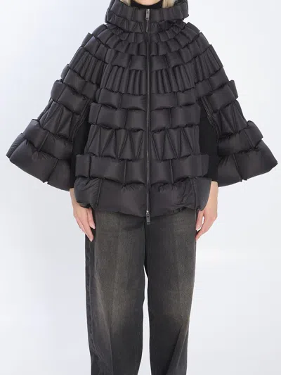 Raxxy Padded Nylon Cape In Black