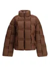 Raxxy Dark Brown Down Jacket With Woven Padded Design  In Brown