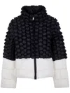 Raxxy Quilted Goose Down Coat With Textured Detailing In Black
