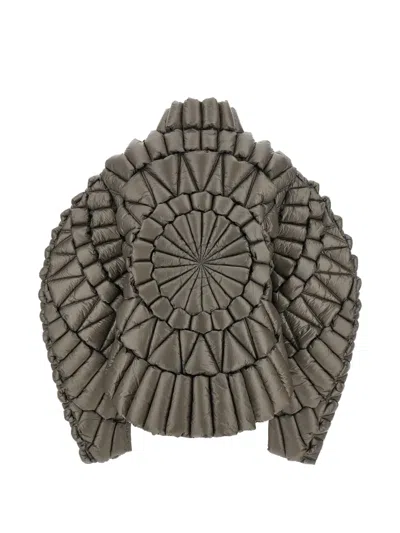 Raxxy Quilted 3d-effect Down Jacket In Gray