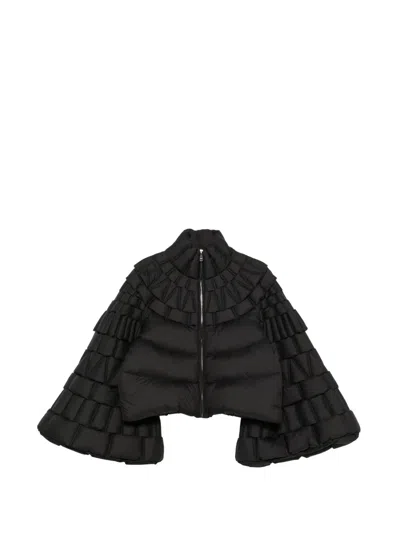 Raxxy Quilted Bell-sleeve Jacket In Black