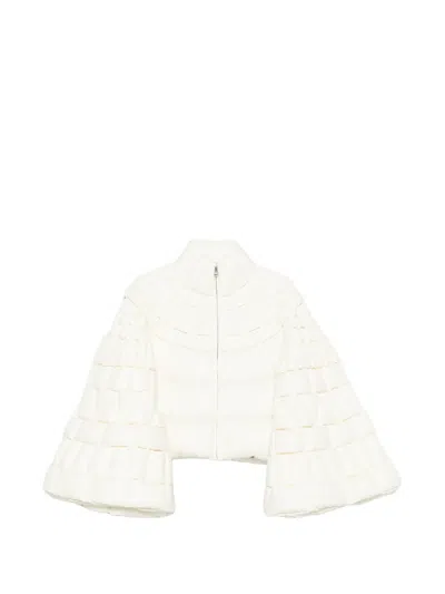 Raxxy Quilted Bell-sleeve Jacket In White