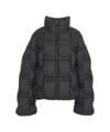 Raxxy Quilted Black Puffer Coat With High Collar In Black