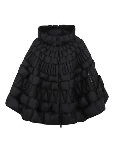 Raxxy Quilted Cape With Hood In Black