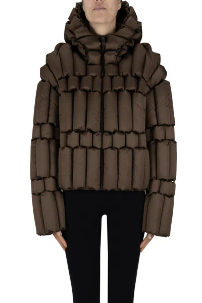 Raxxy Quilted Down Jacket In Brown