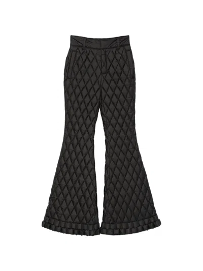 Raxxy Quilted Flared Trousers In Black