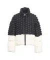 Raxxy Quilted Goose Down Coat With Textured Detailing In Multi