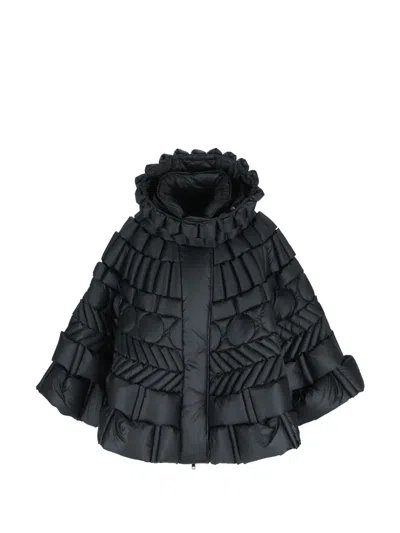 Raxxy Quilted Hooded Cape In Black