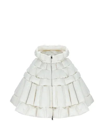 Raxxy Quilted Hooded Cape In White