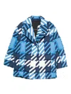 Raxxy Quilted Houndstooth Jacket In Blue