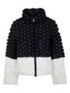 Raxxy Quilted Goose Down Coat With Textured Detailing In Black
