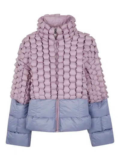 Raxxy Cropped Puffer Jacket With Three-dimensional Texture In Multi
