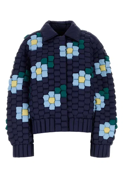 Raxxy Quilted Nylon With Colorblock Pattern Down Jacket In Blue