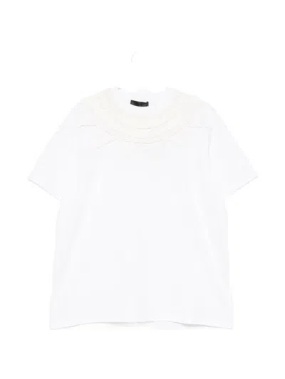 Raxxy Quilted-detail T-shirt In White