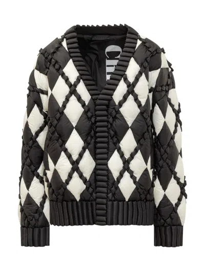 Raxxy Two-tone Quilted Jacket With Pattern In Black