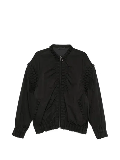 Raxxy Ruffled-embellishment Bomber Jacket In Black