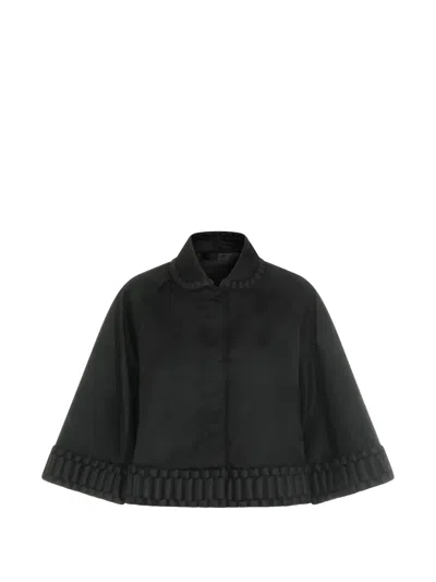 Raxxy Ruffle-trim Cape In Black