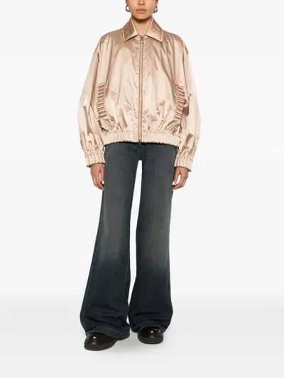 Raxxy Satin Bomber Jacket In Gold