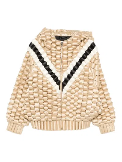 Raxxy Textured Hooded Jacket In Brown