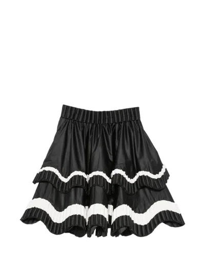 Raxxy Tiered Pleated Mini Skirt In Black