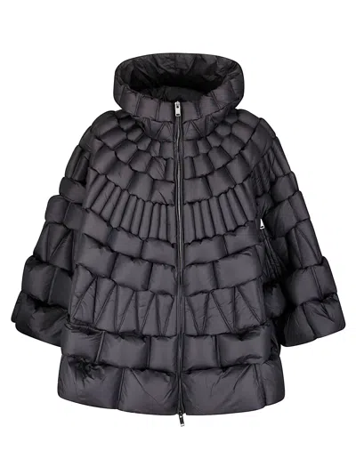 Raxxy Voluminous Triangular Quilted Down Jacket In Black