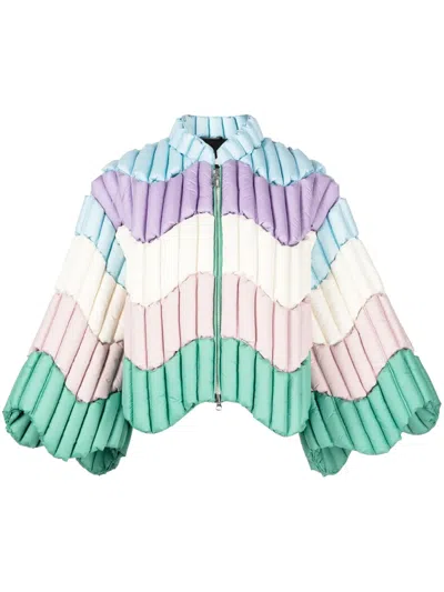 Raxxy Wave-shaped Padded Jacket In Multicolour