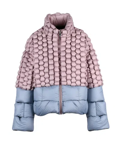 Raxxy Woven Down Jacket With Unique Texture And High Collar In Purple