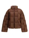 Raxxy Dark Brown Down Jacket With Woven Padded Design  In Brown