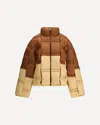 Raxxy Zip-up Bicolor Down Jacket In Brown