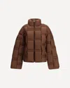 Raxxy Dark Brown Down Jacket With Woven Padded Design  In Brown