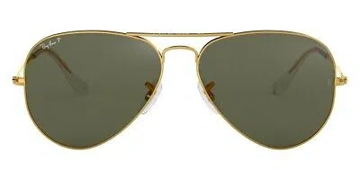 Pre-owned Ray Ban Ray-ban 0rb3025 Sunglasses Unisex Gold Aviator 58mm & Authentic In Green Polarized