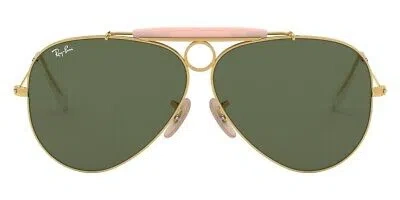 Pre-owned Ray Ban Ray-ban 0rb3138 Sunglasses Unisex Gold Aviator 62mm & Authentic In Green