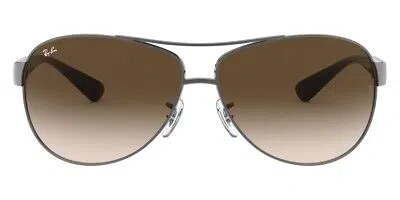 Pre-owned Ray Ban Ray-ban 0rb3386 Sunglasses Men Silver Aviator 67mm 100% Authentic In Brown Gradient Dark Brown