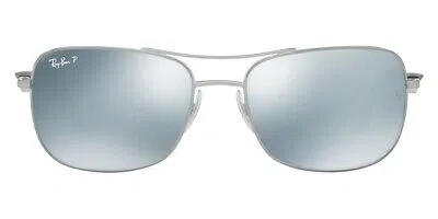 Pre-owned Ray Ban Ray-ban 0rb3515 Sunglasses Men Silver Square 61mm 100% Authentic In Green Mirror Silver
