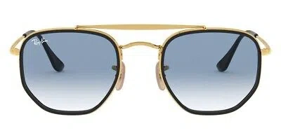 Pre-owned Ray Ban Ray-ban 0rb3648m Sunglasses Unisex Gold Geometric 52mm 100% Authentic In Clear Gradient Blue