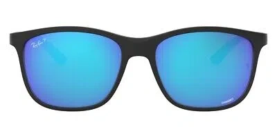 Pre-owned Ray Ban Ray-ban 0rb4330ch Sunglasses Unisex Black Square 56mm 100% Authentic In Green Mirror Blue